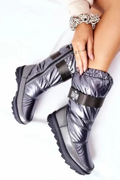 Damskie Wysokie Śniegowce Ocieplane Szare Eunousa