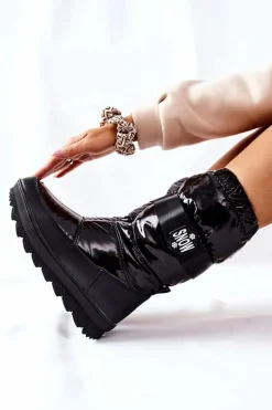 Damskie Wysokie Śniegowce Ocieplane Czarne Eunousa