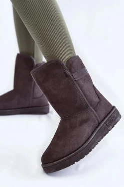 Damskie Wysokie Śniegowce Big Star KK274619 Szare