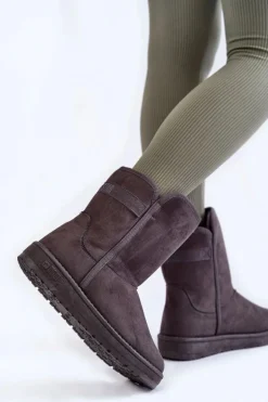 Damskie Wysokie Śniegowce Big Star KK274619 Szare