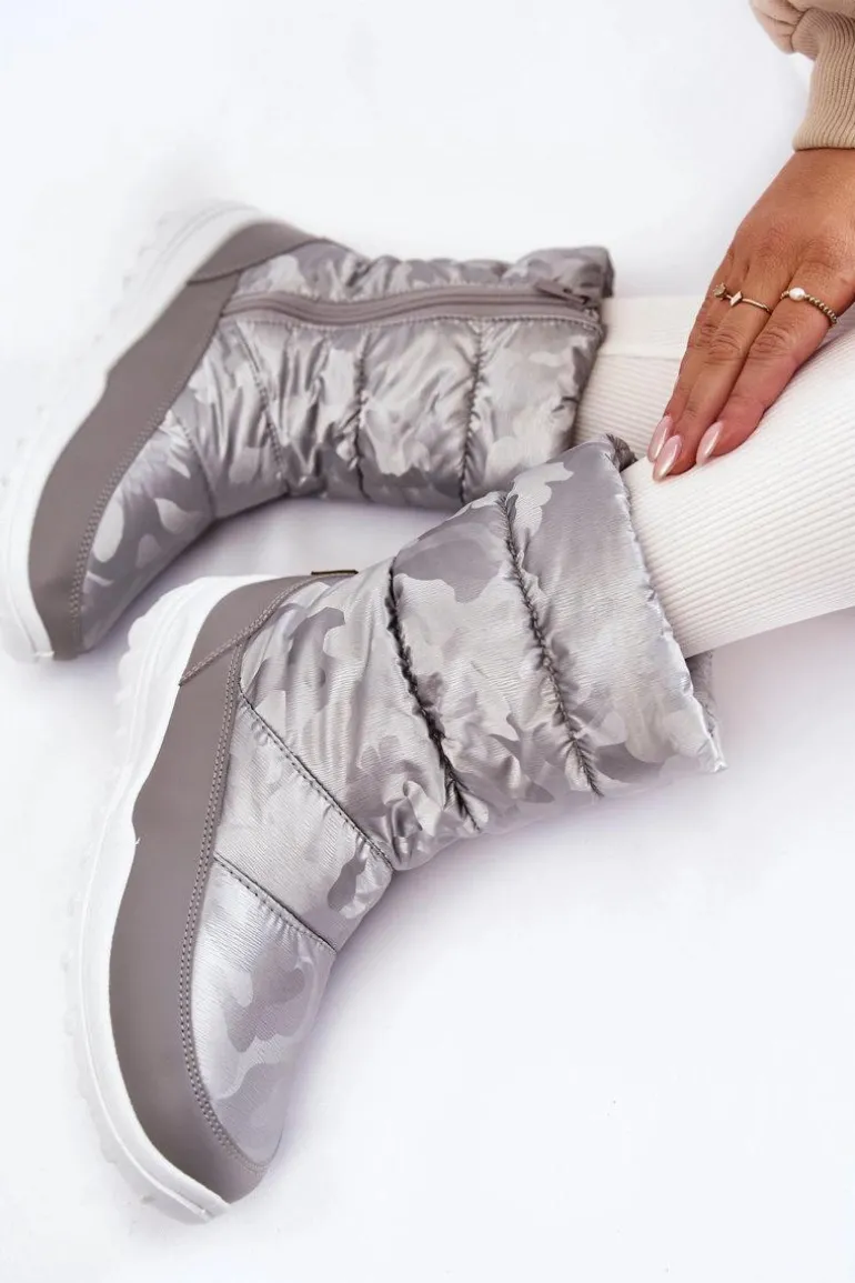 Damskie Wysokie Śniegowce Big Star KK274600 Szare