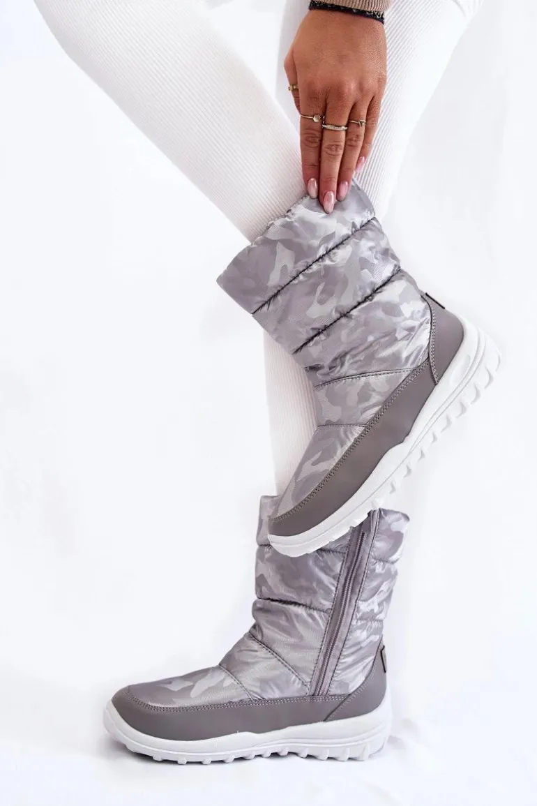 Damskie Wysokie Śniegowce Big Star KK274600 Szare