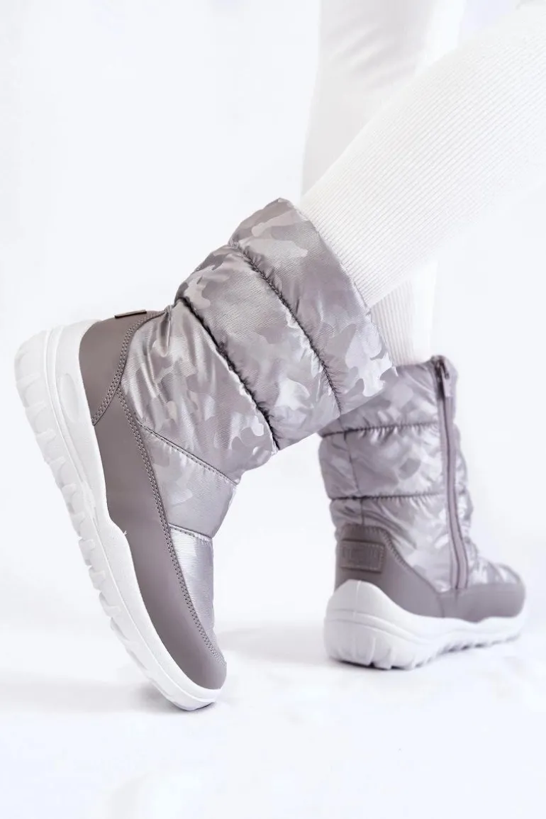 Damskie Wysokie Śniegowce Big Star KK274600 Szare