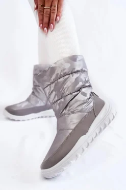 Damskie Wysokie Śniegowce Big Star KK274600 Szare