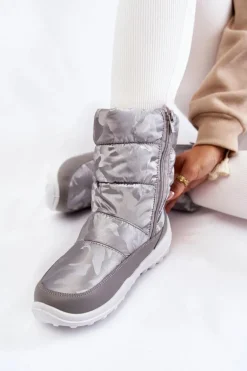 Damskie Wysokie Śniegowce Big Star KK274600 Szare