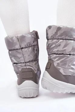 Damskie Wysokie Śniegowce Big Star KK274600 Szare