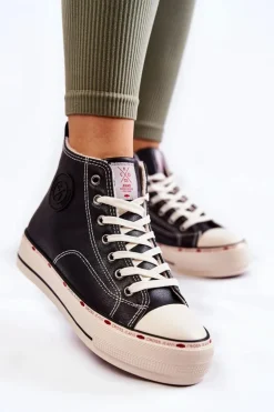 Damskie Wysokie Ocieplane Trampki Cross Jeans KK2R4042C Czarne