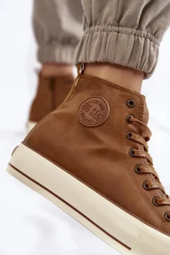 Damskie Wysokie Ocieplane Trampki Big Star KK274171 Brązowe