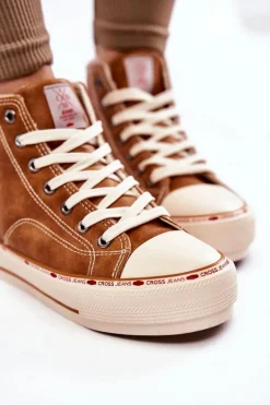 Damskie Wysokie Ocieplane Trampki Cross Jeans KK2R4043C Camel