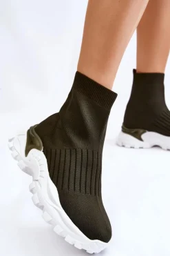 Damskie Wysokie Skarpetkowe Buty Sportowe Zielone Jovie