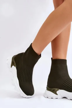 Damskie Wysokie Skarpetkowe Buty Sportowe Zielone Jovie