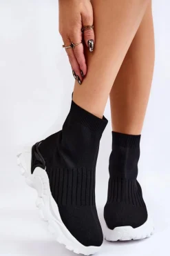 Damskie Wysokie Skarpetkowe Buty Sportowe Czarne Jovie