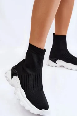 Damskie Wysokie Skarpetkowe Buty Sportowe Czarne Jovie