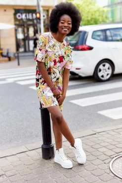 Damskie Wysokie Tenisówki Na Platformie Białe Manhattan