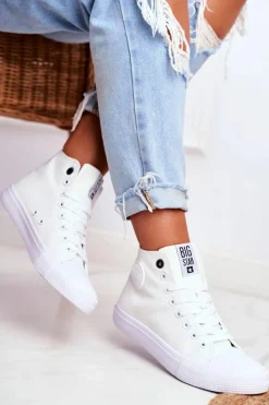Damskie Wysokie Trampki Big Star FF274A171 Białe