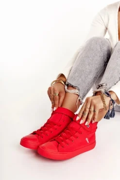 Damskie Wysokie Trampki Big Star FF274580 Czerwone