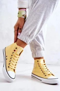 Damskie Wysokie Trampki Big Star JJ274207 Żółte