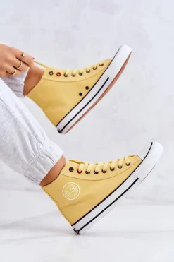 Damskie Wysokie Trampki Big Star JJ274207 Żółte