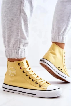 Damskie Wysokie Trampki Big Star JJ274207 Żółte