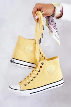 Damskie Wysokie Trampki Big Star JJ274207 Żółte