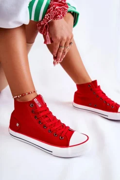 Damskie Wysokie Trampki Big Star DD274334 Czerwone