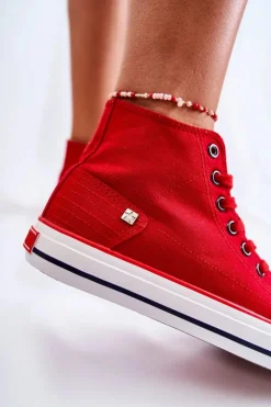 Damskie Wysokie Trampki Big Star DD274334 Czerwone