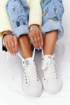 Damskie Wysokie Trampki Big Star HH274149 Białe