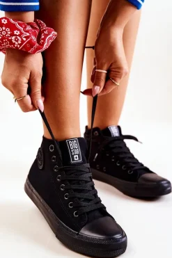 Damskie Wysokie Trampki Big Star FF274A170 Czarne