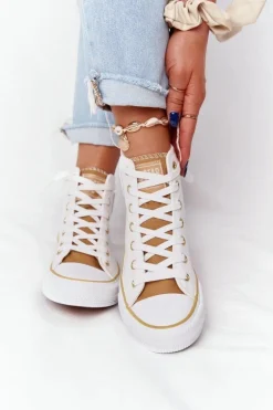 Damskie Wysokie Trampki Big Star HH274450 Białe