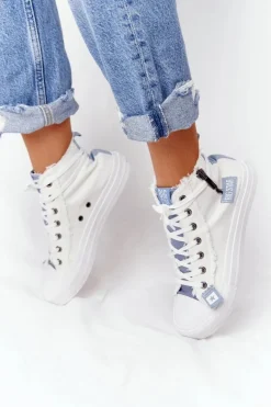 Damskie Wysokie Trampki Big Star HH274160 Białe