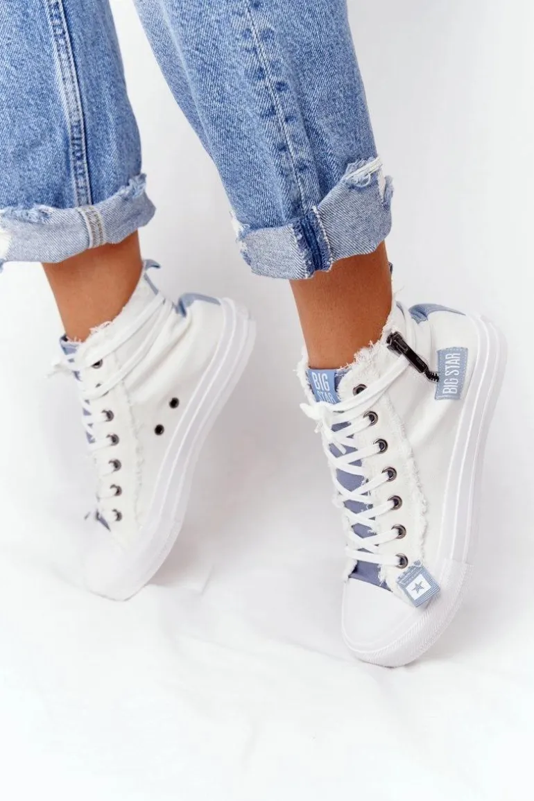 Damskie Wysokie Trampki Big Star HH274160 Białe