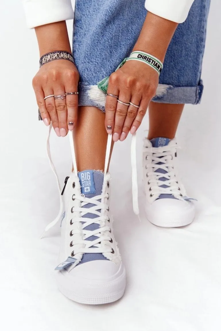 Damskie Wysokie Trampki Big Star HH274160 Białe