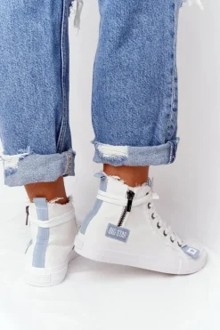 Damskie Wysokie Trampki Big Star HH274160 Białe