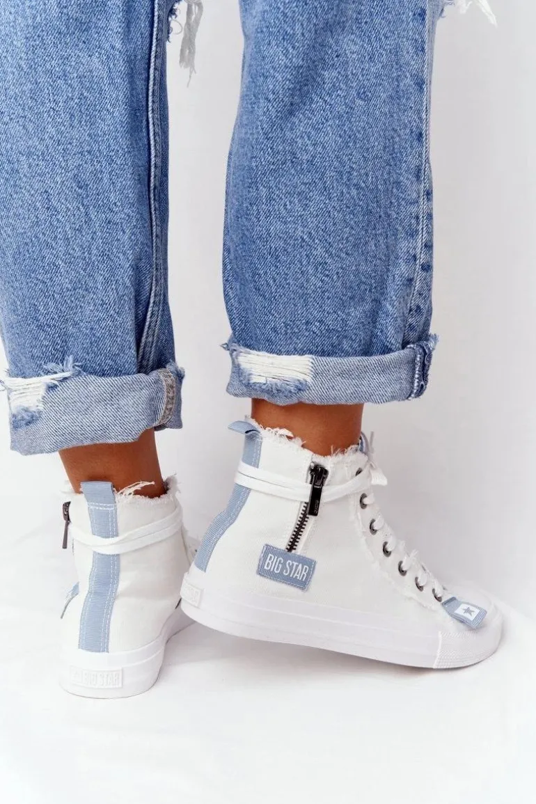 Damskie Wysokie Trampki Big Star HH274160 Białe