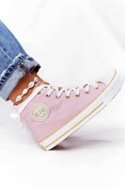 Damskie Wysokie Trampki Big Star HH274447 Różowe