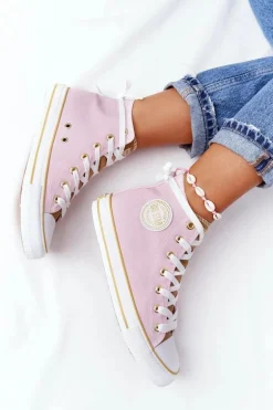 Damskie Wysokie Trampki Big Star HH274447 Różowe