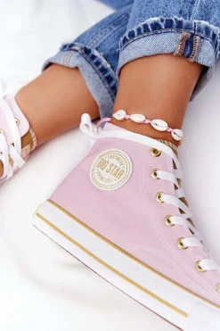 Damskie Wysokie Trampki Big Star HH274447 Różowe