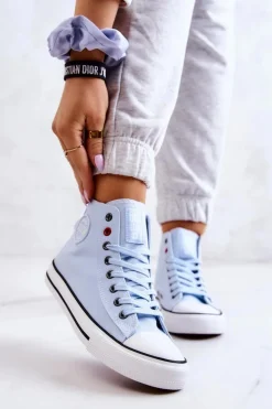 Damskie Wysokie Trampki Big Star JJ274209 Niebieskie