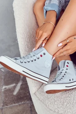 Damskie Wysokie Trampki Big Star JJ274209 Niebieskie