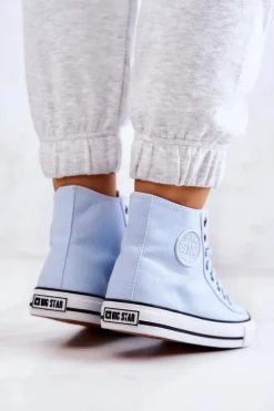 Damskie Wysokie Trampki Big Star JJ274209 Niebieskie