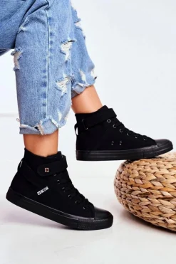 Damskie Wysokie Trampki Big Star FF274578 Czarne