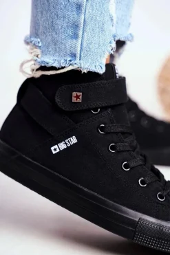 Damskie Wysokie Trampki Big Star FF274578 Czarne