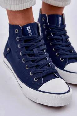 Damskie Wysokie Trampki Big Star DD274333 Granatowe