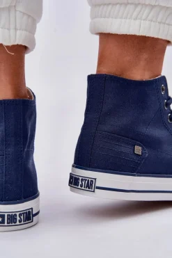 Damskie Wysokie Trampki Big Star DD274333 Granatowe