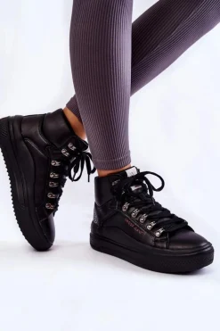 Damskie Wysokie Trampki Cross Jeans KK2R4029C Czarne