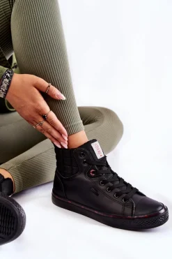 Damskie Wysokie Trampki Cross Jeans KK2R4058C Czarne