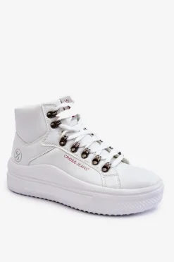 Damskie Wysokie Trampki Cross Jeans KK2R4028C Białe