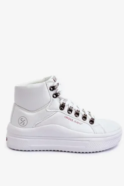 Damskie Wysokie Trampki Cross Jeans KK2R4028C Białe