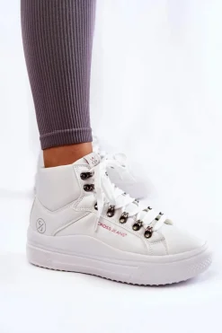 Damskie Wysokie Trampki Cross Jeans KK2R4028C Białe