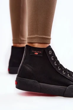 Damskie Wysokie Trampki Cross Jeans KK2R4055C Czarne